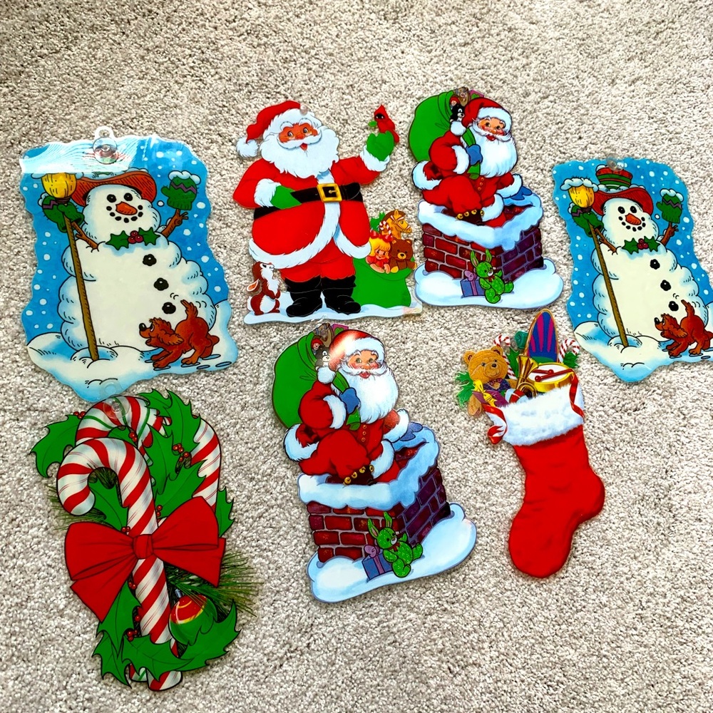 Christmas VTG 1995 Color Clings Window Decorations